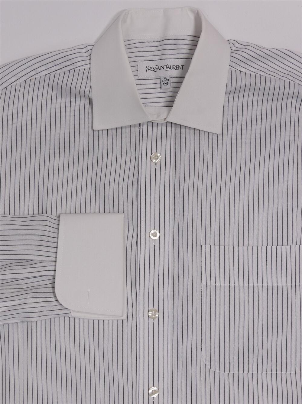 Yves Saint Laurent YSL Vintage White/Black Striped French Cuff Dress Shirt 15-33